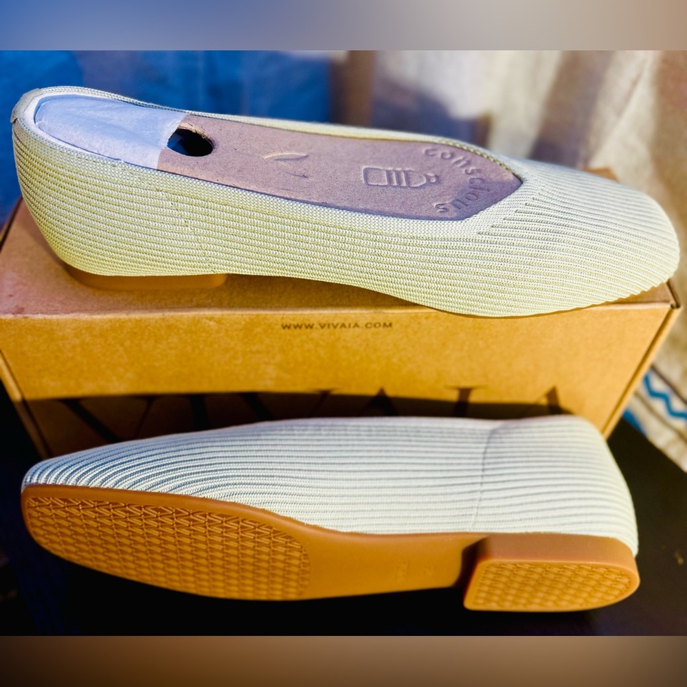 VIVAIA Matcha Green Knit Ballet Flats NIB W SQ TOE Slip-On Comfort! - Picture 6 of 10